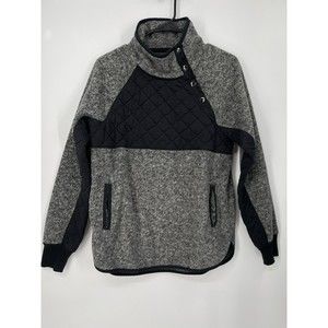Abercrombie Fitch Womens Fleece Quilted Snap Neck Pullover Sweatshirt‎ Size S